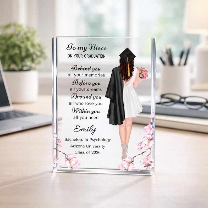 Niece Graduation Gift Personalized Plaque, High school Grad, College Graduation, Masters degree Graduate Phd Graduation Gift from Aunt Uncle