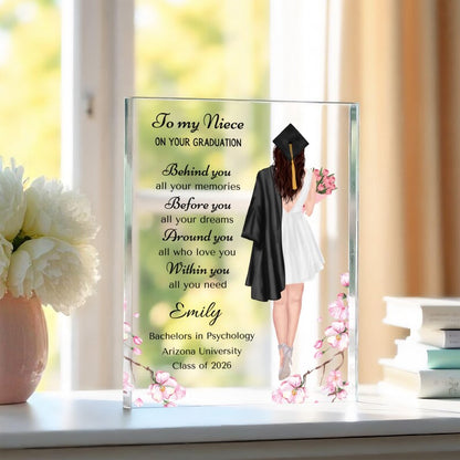 Niece Graduation Gift Personalized Plaque, High school Grad, College Graduation, Masters degree Graduate Phd Graduation Gift from Aunt Uncle