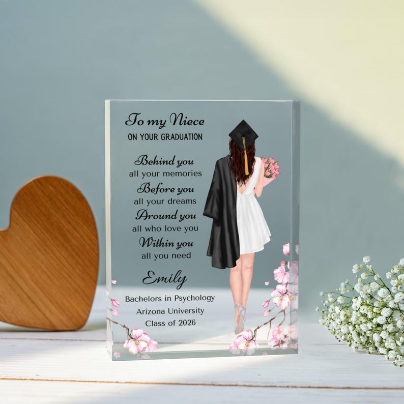Niece Graduation Gift Personalized Plaque, High school Grad, College Graduation, Masters degree Graduate Phd Graduation Gift from Aunt Uncle