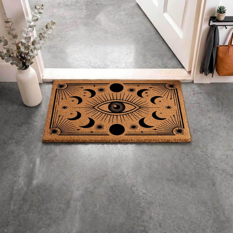 Evil Eye Coir Doormat, Mystical Home Protection, Housewarming Gift