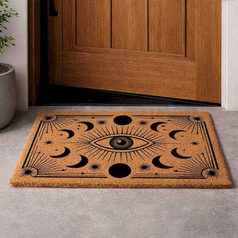 Evil Eye Coir Doormat, Mystical Home Protection, Housewarming Gift