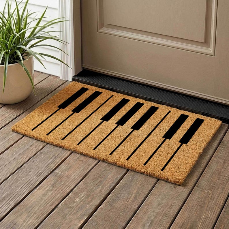 Piano Keys Coir Doormat, Music Lover Welcome Mat