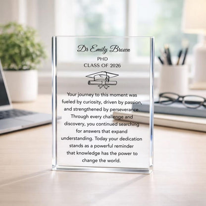 Personalized PhD Graduation Gift, Custom Doctor Acrylic Plaque, Doctorate Gift for men and women, Daughter Graduation