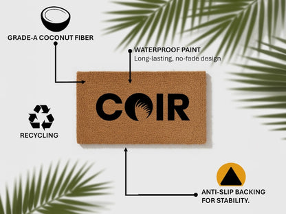 Rustic Coir Doormat, Woodland Pine Tree Night Sky Design