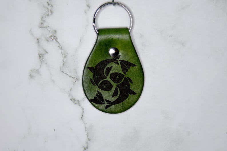 Pisces Fish Zodiac Sign Leather Keychain