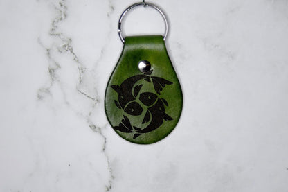 Pisces Fish Zodiac Sign Leather Keychain