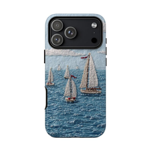 Sailboat Phone Case, Coastal Nautical iPhone Case, Ocean Boat Design, Tough Magnetic Case for iPhone Samsung Pixel, Beach Aesthetic Cover