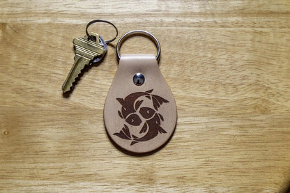 Pisces Fish Zodiac Sign Leather Keychain