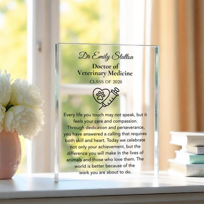 Veterinary Graduation Gift Plaque, DVM Graduation Gift for Her Him, Doctor of Veterinary Medicine Grad, Vet School College Graduate Gift