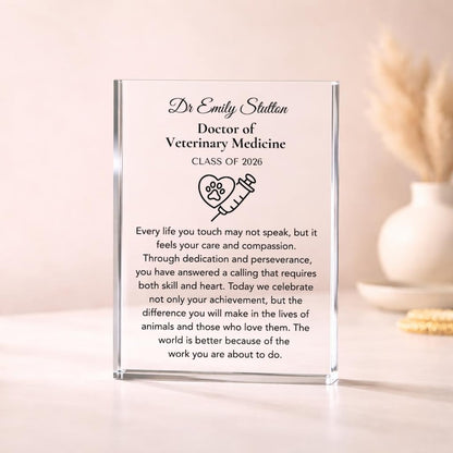 Veterinary Graduation Gift Plaque, DVM Graduation Gift for Her Him, Doctor of Veterinary Medicine Grad, Vet School College Graduate Gift