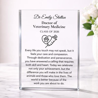 Veterinary Graduation Gift Plaque, DVM Graduation Gift for Her Him, Doctor of Veterinary Medicine Grad, Vet School College Graduate Gift