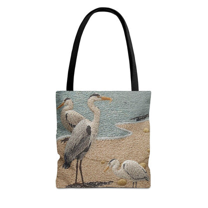 Coastal Heron Beach Tote Bag, Nautical Summer Tote, Ocean Bird Canvas Bag, Lakehouse Beach Bag, Coastal Travel Tote, Gift for Her