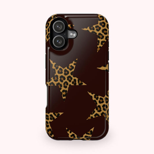 Cheetah Print Stars Brown Magnetic Tough Phone Case for iPhone