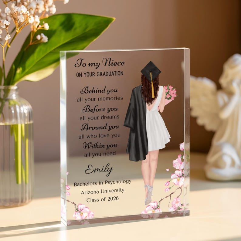 Niece Graduation Gift Personalized Plaque, High school Grad, College Graduation, Masters degree Graduate Phd Graduation Gift from Aunt Uncle