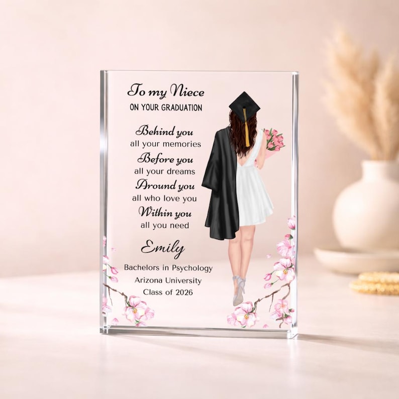 Niece Graduation Gift Personalized Plaque, High school Grad, College Graduation, Masters degree Graduate Phd Graduation Gift from Aunt Uncle
