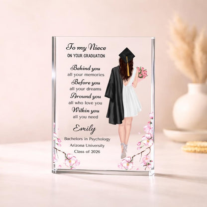Niece Graduation Gift Personalized Plaque, High school Grad, College Graduation, Masters degree Graduate Phd Graduation Gift from Aunt Uncle