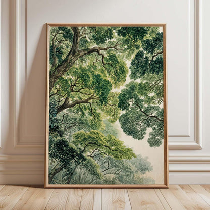 Forest Canopy Wall Art, Botanical Tree Top Print, Woodland Nature Decor