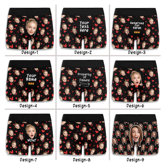 Custom Face Valentine Boxer Briefs, Personalized Mens Underwear, Romantic Gift for Boyfriend