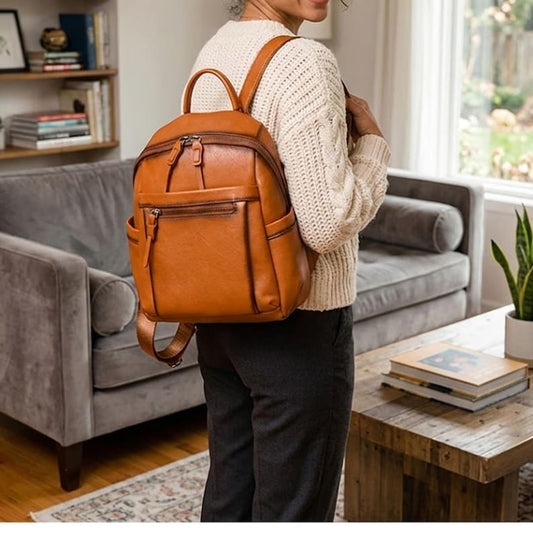 Women’s High End Genuine Leather Backpack Large Capacity Multi Compartment Travel Bag Luxury Handcrafted Tote Stylish Office bag