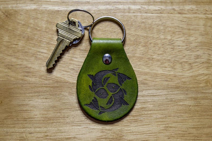 Pisces Fish Zodiac Sign Leather Keychain
