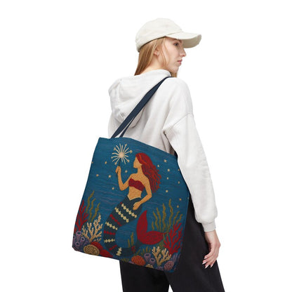 Coastal Mermaid Tote Bag Ocean Beach Bag Nautical Tote Beach House Bag Mermaid Gift Summer Tote Bag