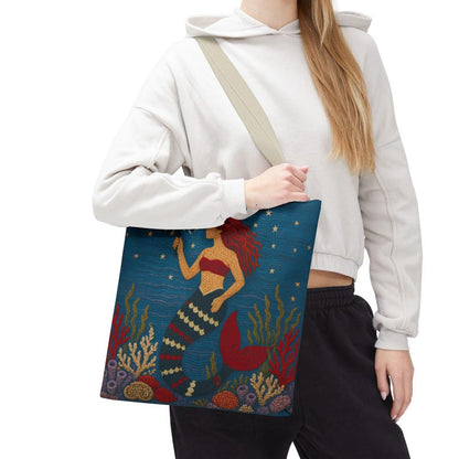 Coastal Mermaid Tote Bag Ocean Beach Bag Nautical Tote Beach House Bag Mermaid Gift Summer Tote Bag