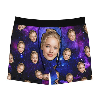 Custom Face Boxer Briefs, Personalized Space Galaxy Underwear, Gift for Boyfriend