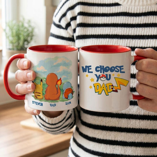 Personalized Poké Best Dad Ever Mug, Custom Name Cup, Father's Day Gift For Him, Custom Anime Characters, Custom Birthday Pokedad Mug