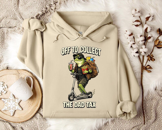 Off To Collect The Dad Tax Hoodie,Fathers Day Gift, Funny Frog On Scooter Pullover, Humorous Dad Outfit