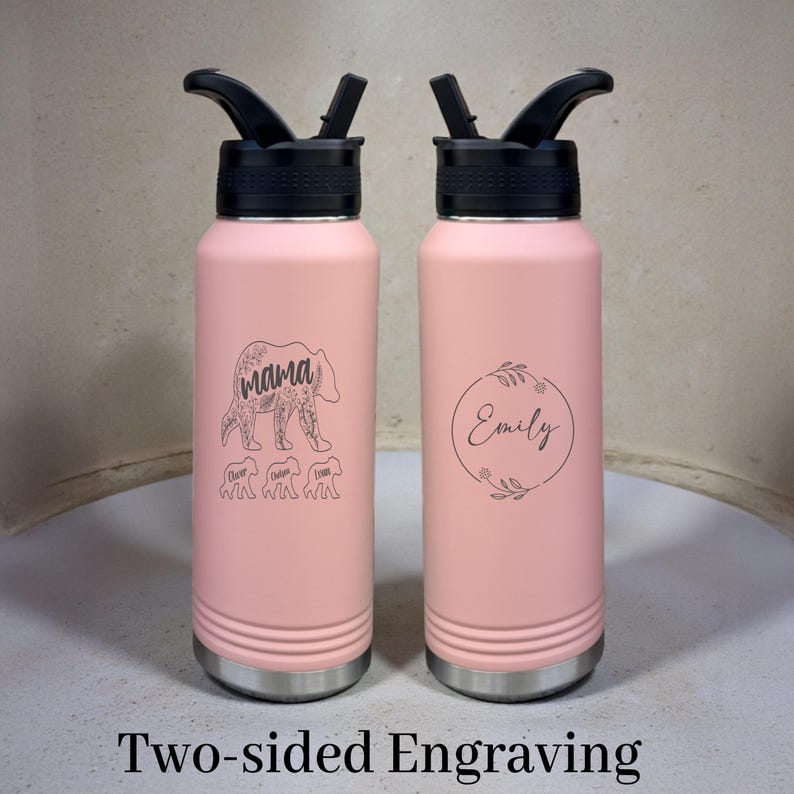 Personalized Mom Tumbler with Kids Names, Custom Engraved Water Bottles, Mom Grandma Gift, Mothers Day Mama Mug Cup