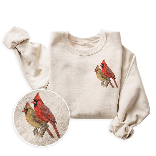 Red Cardinal Male & Female Field Guide Pocket Print Unisex Sweatshirt