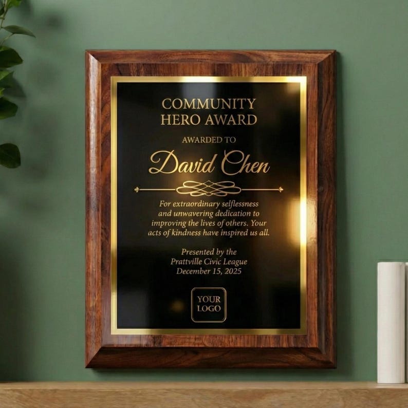 Personalized Cherry Finish Award Plaque, Custom Employee Recognition, Retirement, or Appreciation Gift, Elegant Custom Wall Plaque