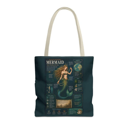 Mermaid Tote Bag Ocean Aesthetic, Sea Life Infographic Tote, Beach Bag Coastal Gift, Mermaid Lover Gift, Nautical Tote Bag