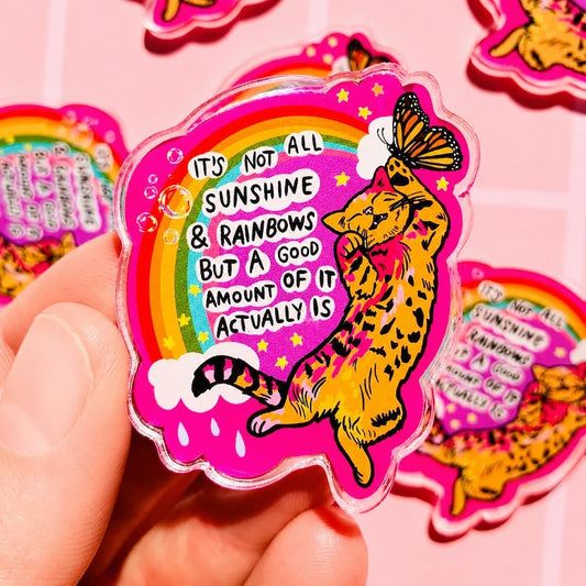 Cat Magnet Rainbow Fridge Decor Cat Lover Gift Dopamine Decor Cubicle Magnet Locker Cute Cat Themed Gift Vet Tech Affirmation Magnet Kitty
