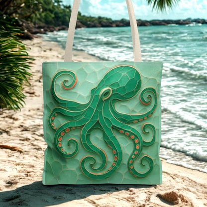 Coastal Octopus Tote Bag, Beach Tote Ocean Bag, Nautical Sea Life Bag, Coastal Market Tote, Ocean Lover Gift, Summer Beach Bag