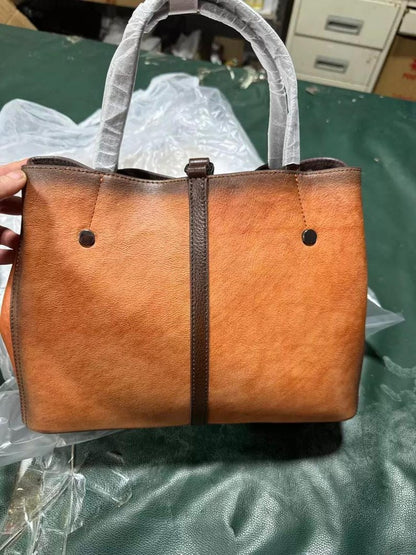 Vintage Genuine Leather Multi Compartment Tote Bag High Capacity Women’s Handbag for Work Travel and Everyday Style for Woman Womens Handbag
