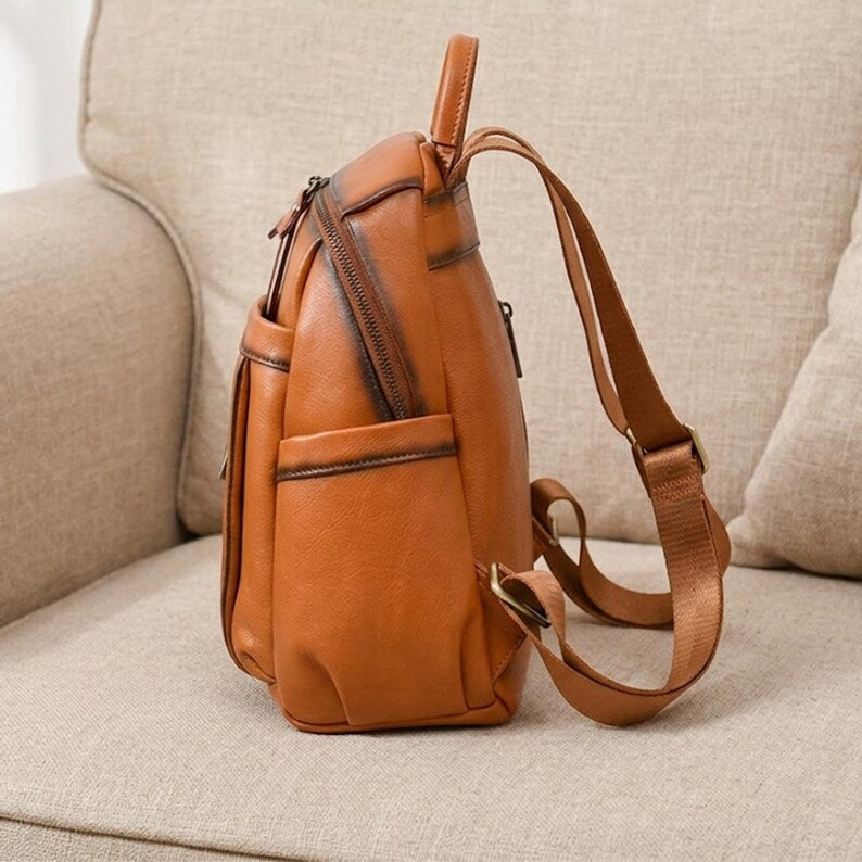 Women’s High End Genuine Leather Backpack Large Capacity Multi Compartment Travel Bag Luxury Handcrafted Tote Stylish Office bag