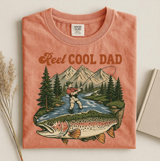 Comfort Colors Reel Cool Dad Shirt,Funny Fishing Dad Shirt, Reel Cool Dad Graphic Tee,  Vintage Dad Day T-shirt