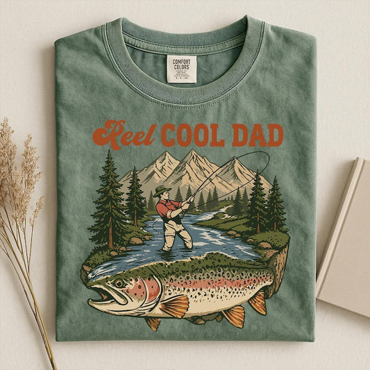 Comfort Colors Reel Cool Dad Shirt,Funny Fishing Dad Shirt, Reel Cool Dad Graphic Tee,  Vintage Dad Day T-shirt