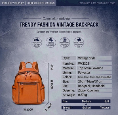 Women’s High End Genuine Leather Backpack Large Capacity Multi Compartment Travel Bag Luxury Handcrafted Tote Stylish Office bag