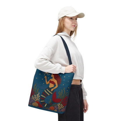 Coastal Mermaid Tote Bag Ocean Beach Bag Nautical Tote Beach House Bag Mermaid Gift Summer Tote Bag
