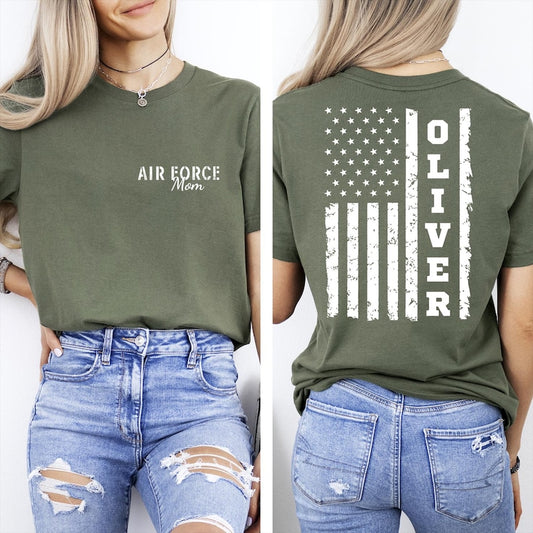 Custom Air Force Family Shirt, Personalized Soldier Name Flag Tee, Proud Military Mom Dad Shirt, Air Force Basic Training Gift