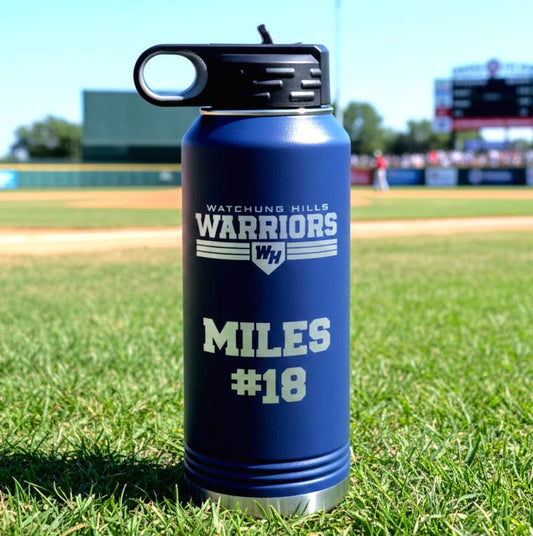 Baseball Team Water Bottles - Your Team Logo - Custom Engraved 32oz Stainless Steel Bottles for Baseball Players, Baseball Teams and Coaches