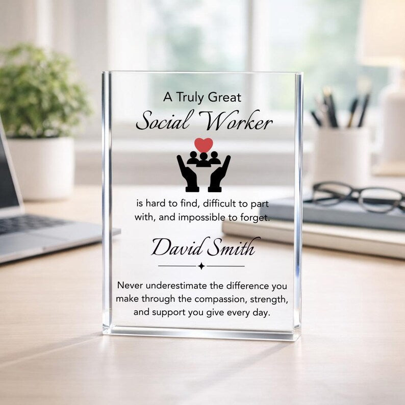 Personalized Social Worker Gift, LCSW MSW LSW Plaque for Therapist Appreciation Gifts Counselor Thank you, Mental Health Retirement Farewell