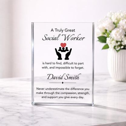 Personalized Social Worker Gift, LCSW MSW LSW Plaque for Therapist Appreciation Gifts Counselor Thank you, Mental Health Retirement Farewell