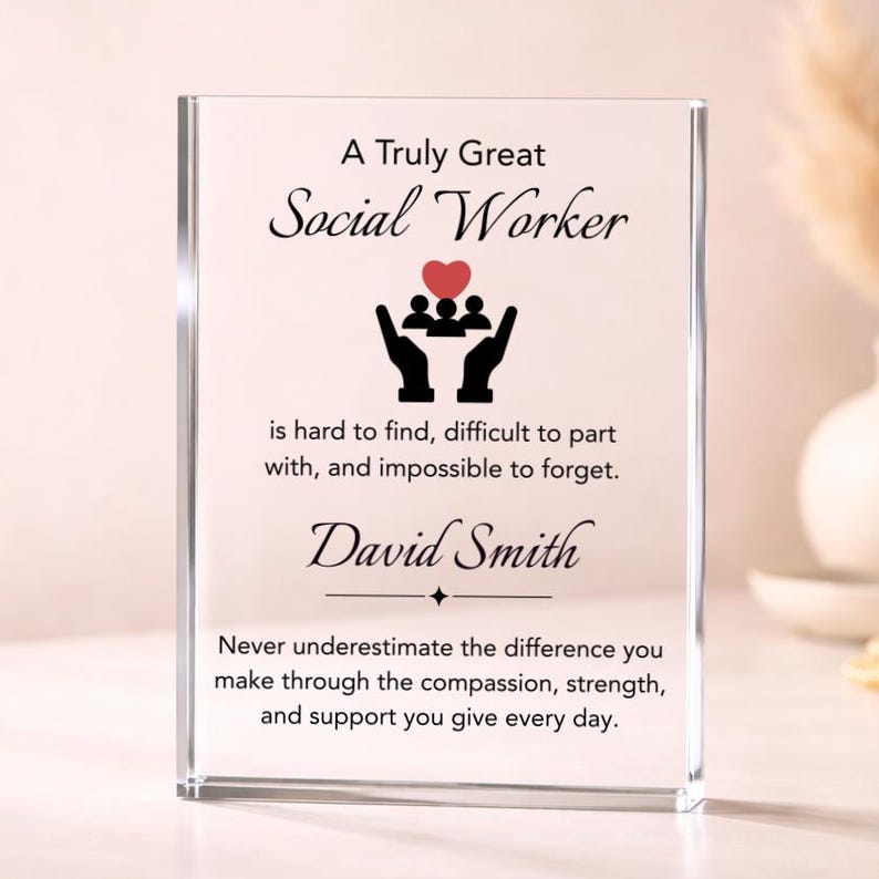 Personalized Social Worker Gift, LCSW MSW LSW Plaque for Therapist Appreciation Gifts Counselor Thank you, Mental Health Retirement Farewell