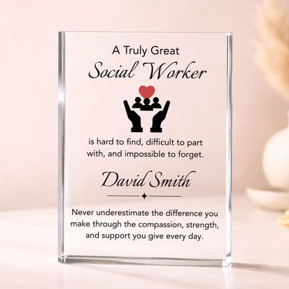 Personalized Social Worker Gift, LCSW MSW LSW Plaque for Therapist Appreciation Gifts Counselor Thank you, Mental Health Retirement Farewell