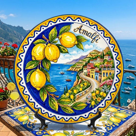 Amalfi Coast Display Plate Coastal Decor Inspired by Costiera Amalfitana Italy Ceramic Artwork Gift