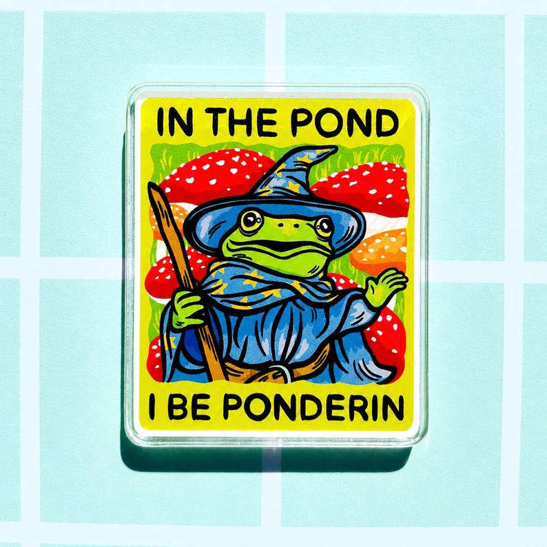 Funny Frog Magnet Hilarious Gift Idea Nerdy Humor Stocking Stuffer Quirky Magnet Fridge Decor Cute DM Gift Gamer Wizard Magnet Mushroom