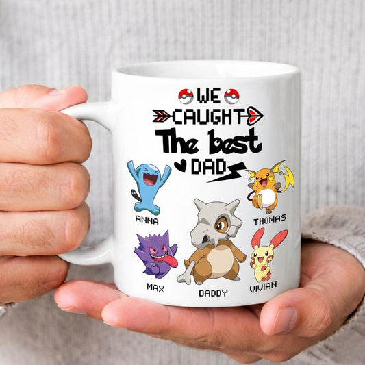Personalized We Choose You Dad Mug, PokeDad, Father's Day Gift For Him, Custom Anime Characters, Custom Birthday Pokedad Mug